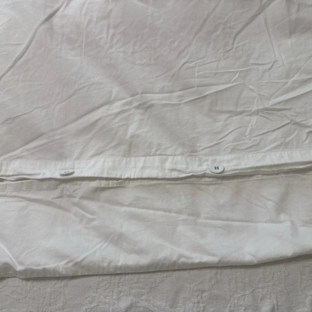 Serena & Lily Duvet Cover White Embroidered Orange Geometric 100% Cotton